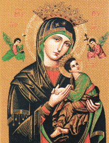 Christian icon of "Perpetual Help" depicting Mary and Jesus